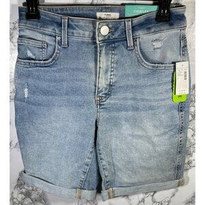 Everflex Womens High-Rise Super Stretch Denim Bermuda Shorts Size 4